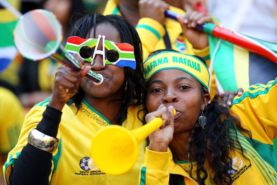 South African fasn with their vuvuzelas